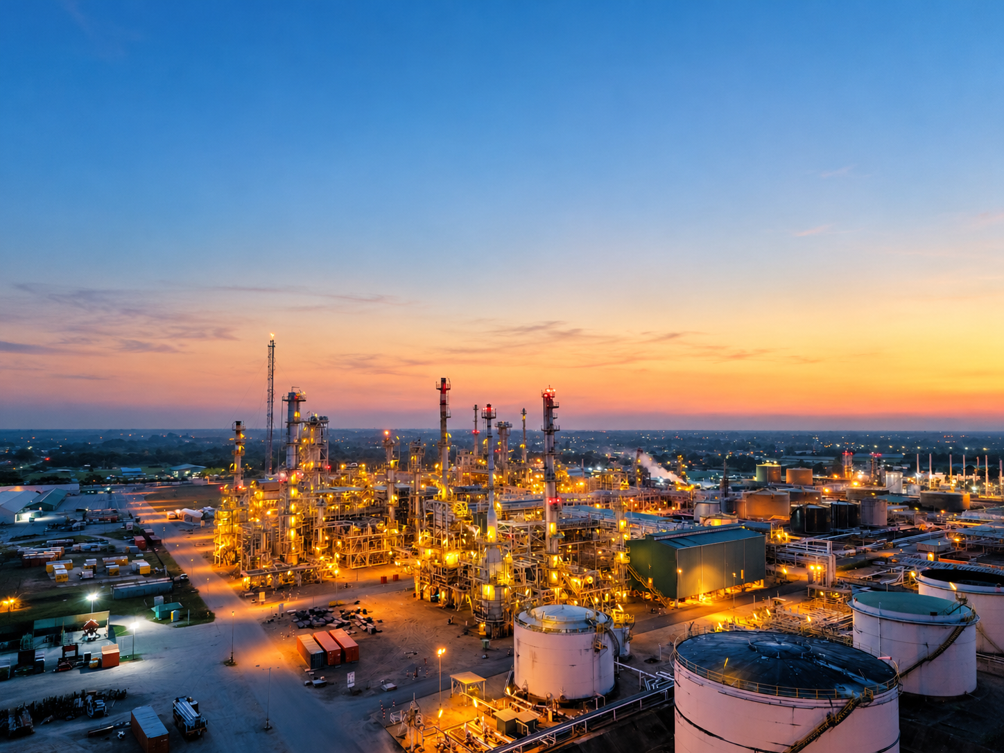 Twilight Refinery Under A Vast Sky